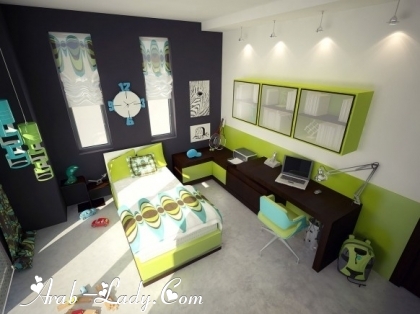 اللون الأخضر فى غرف النوم