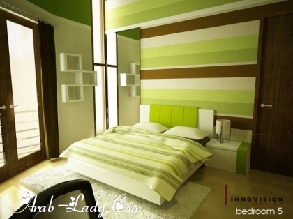 اللون الأخضر فى غرف النوم