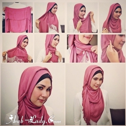 مجموعه من الصور التعليميه للف الحجاب بأكثر من شكل