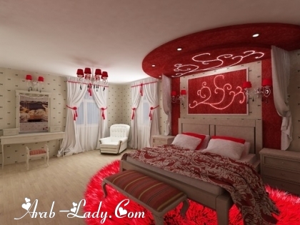 أحدث ديكورات غرف النوم باللون الأحمر