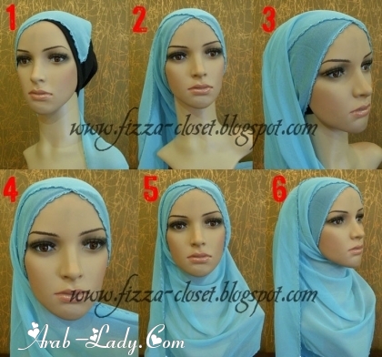 مجموعه من لفات الحجاب وكيفية تطبيقها بالصور التعليمية