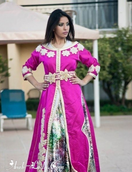 تشكيلة من القفطان المغربي باللون الزهري لتتألقي بنعومة وجاذبية