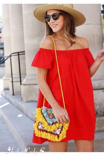 الأحمر يميز إطلالتك مع تصميم الفستان الصيفي الأنيق 