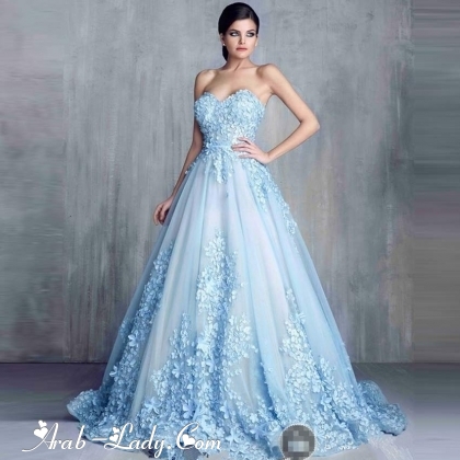 الأزرق الفاتح أناقتك المثالية في فستان السهرة لموسم خريف 2016