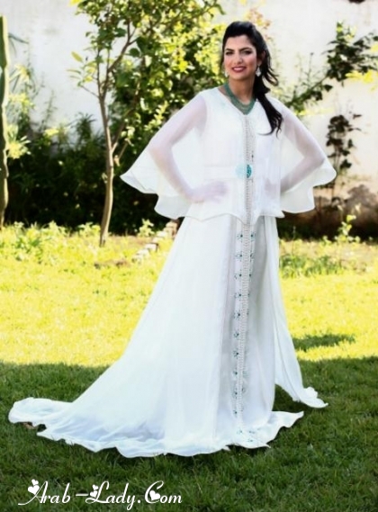 هند علام تقدم تشكيلتها الجديدة من القفطان باللون الأبيض والذهبي لعروس 2017