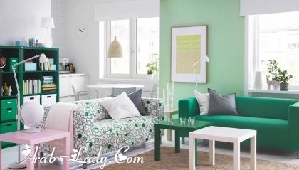 امنحي غرفة المعيشة جمالية راقية مع لمسة من اللون الأخضر لربيع 2017