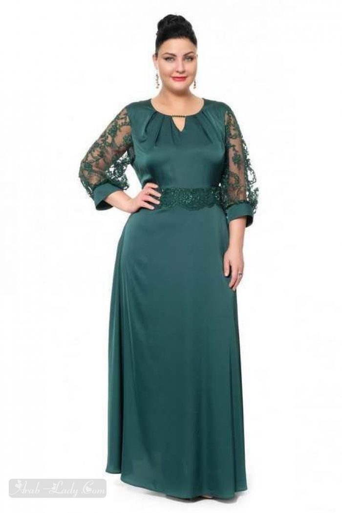 فستان أخضر بلس سايز