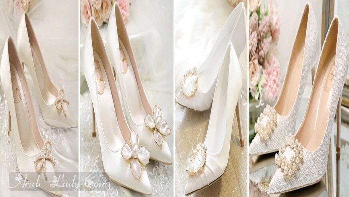 أحذية العروس اللامعة لمسة فخامة تضيف سحرا لإطلالة الزفاف